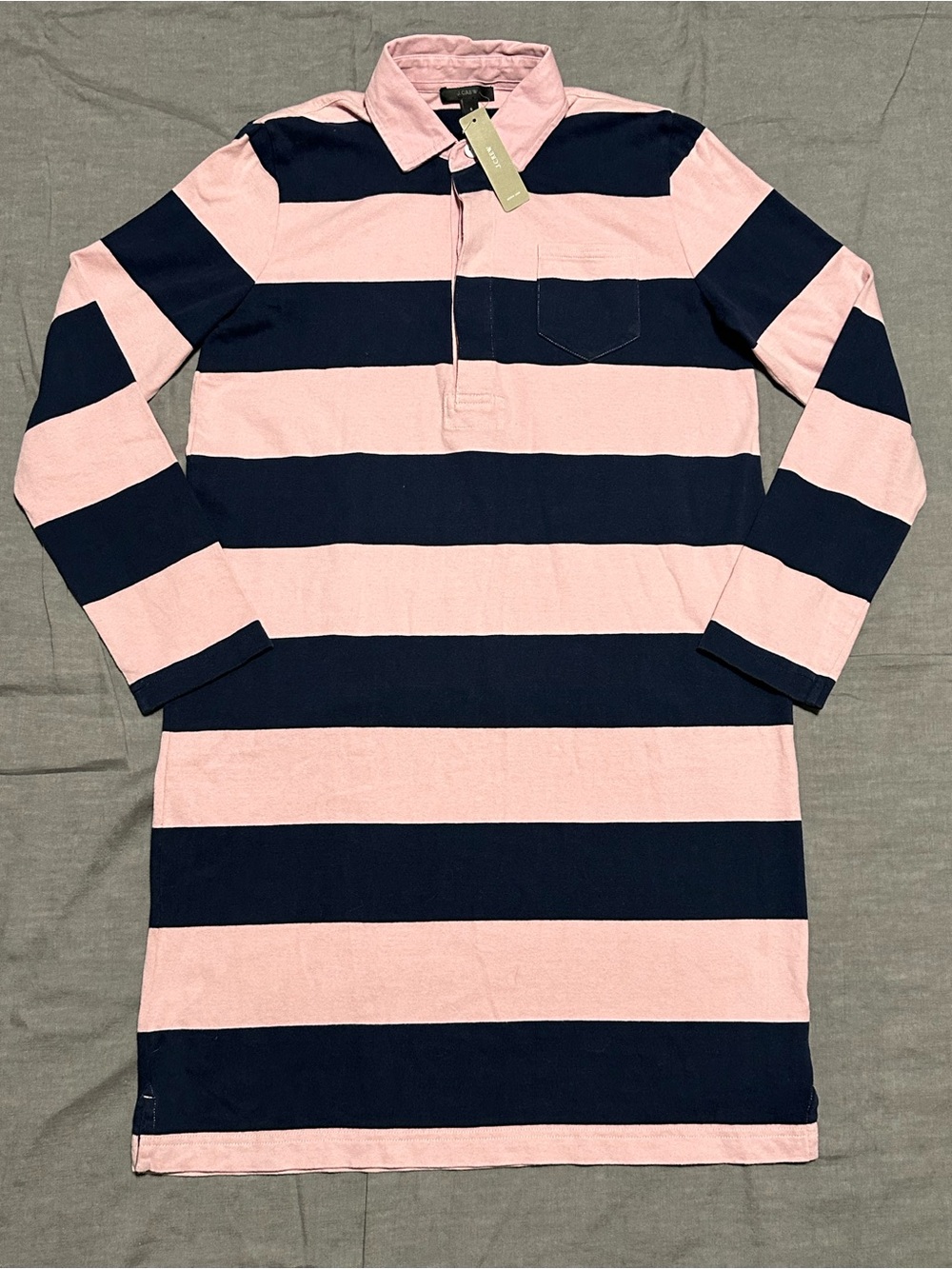 🆕 J. Crew Pink and Navy Striped Polo Dress
